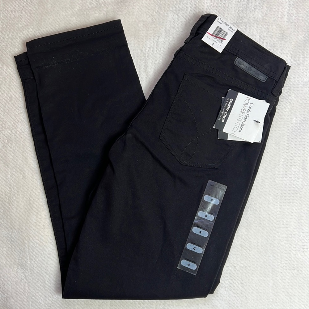 Calvin Klein Jeans Black Skinny Crop Black Pants Power Stretch Women NWT Pockets
